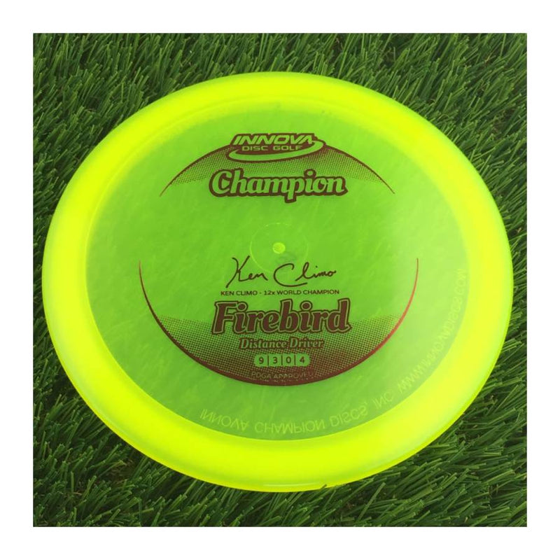 Innova Champion Firebird with Ken Climo - 12x World Champion New Stamp Stamp - 157g - Solid Yellow