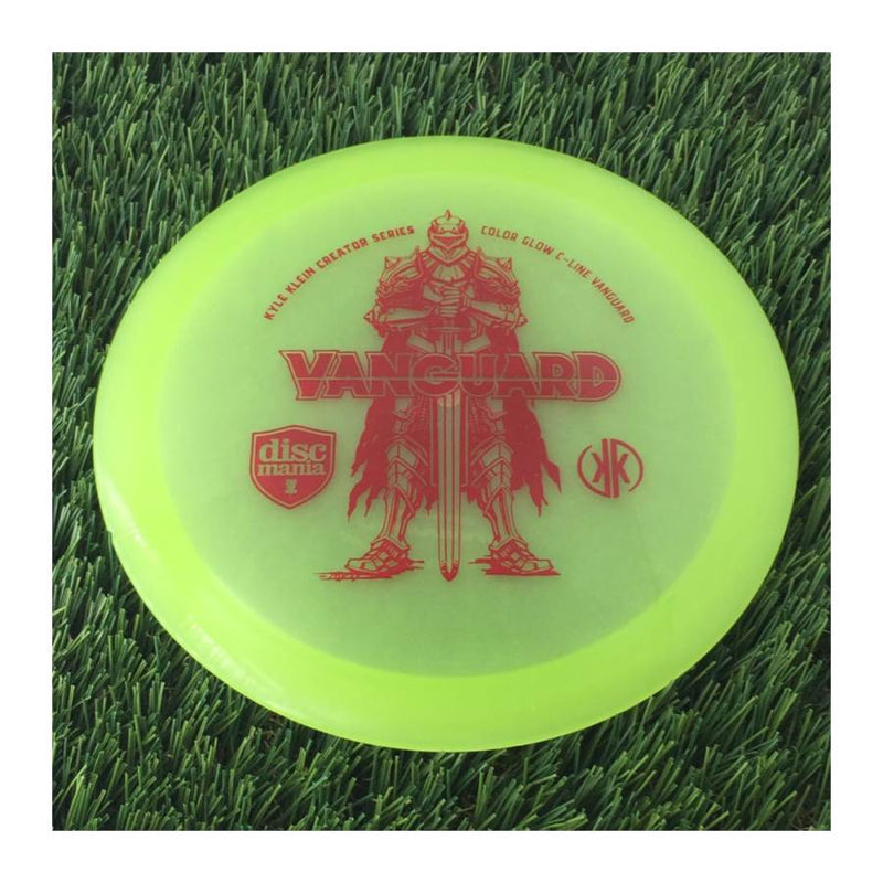 Discmania C-Line Color Glow Reinvented Vanguard with Kyle Klein Creator Series - Powerful Knight Stamp - 176g - Translucent Lime Green