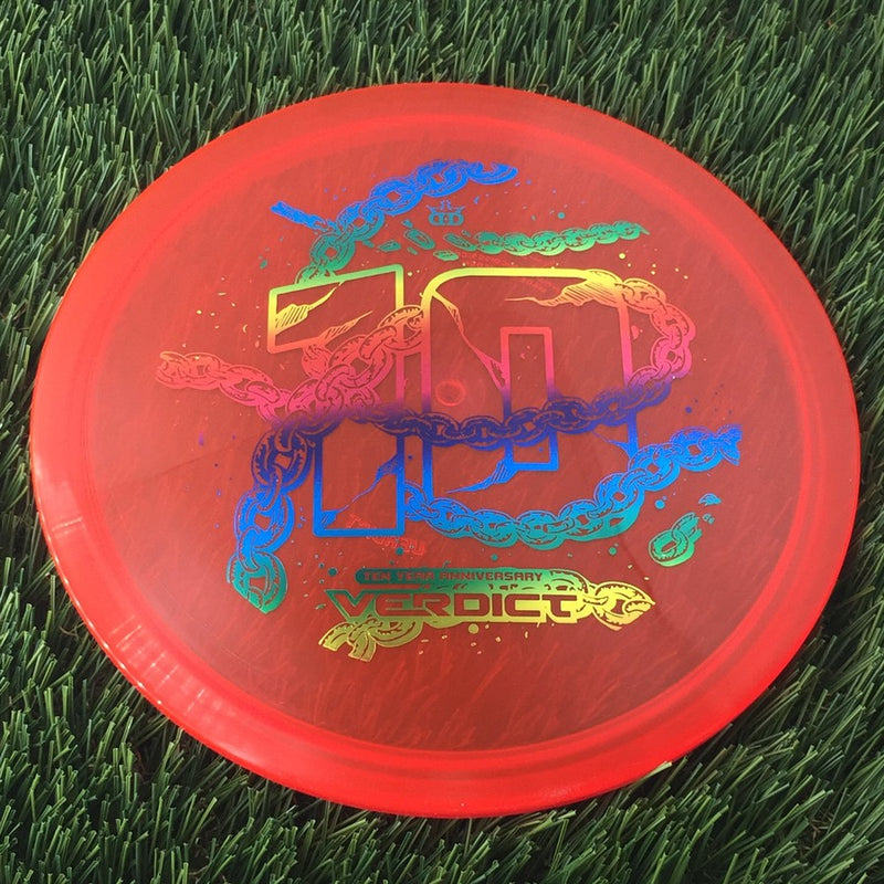 Dynamic Discs Lucid Ice Verdict with Ten Year Anniversary Edition Breaking Chains Stamp - 173g - Translucent Red