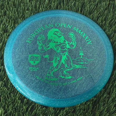 Discmania Italian C-Line Metal Flake MD4 with European Open MMXXIV | PDGA Major | EO2024 Fundraiser Prototype Stamp - 177g - Translucent Light Blue