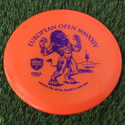 Discmania Italian C-Line Metal Flake MD4 with European Open MMXXIV | PDGA Major | EO2024 Fundraiser Prototype Stamp - 177g - Translucent Orange