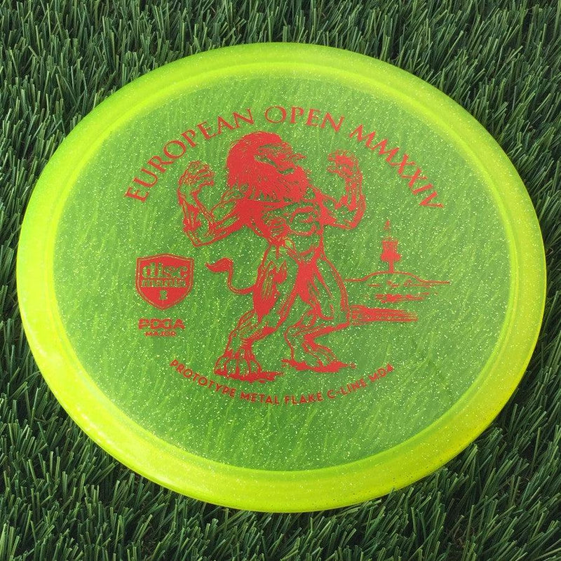 Discmania Italian C-Line Metal Flake MD4 with European Open MMXXIV | PDGA Major | EO2024 Fundraiser Prototype Stamp - 178g - Translucent Yellow