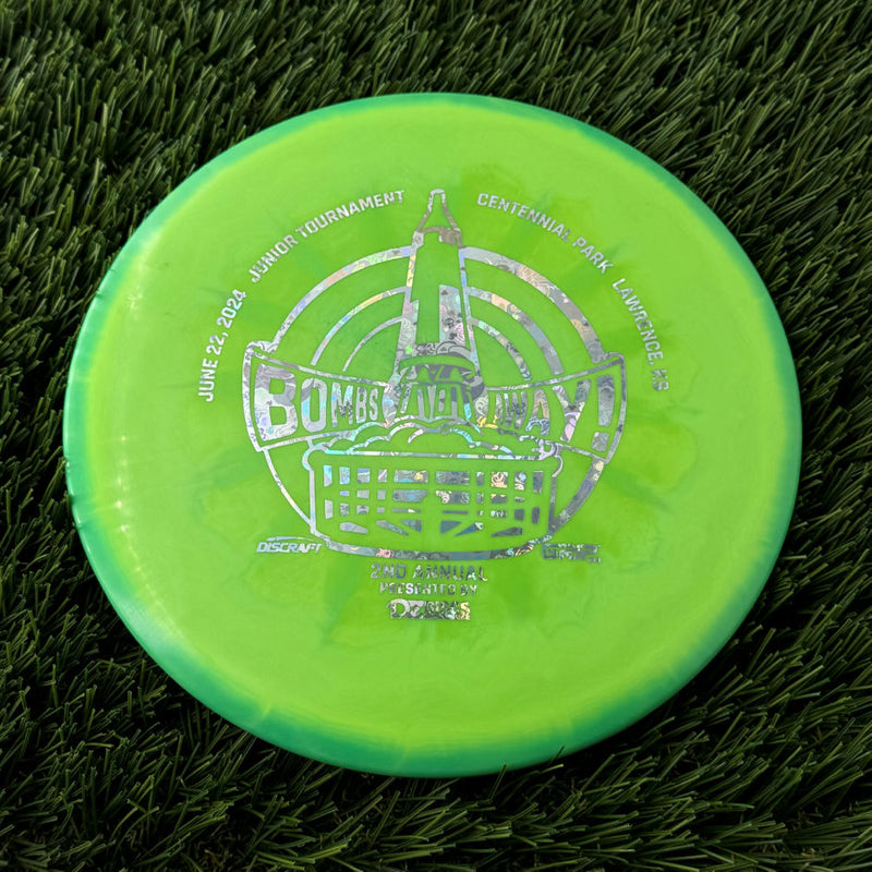 Discraft ESP Swirl Buzzz with Bombs Away Junior Tournament 2024 | Lawrence, KS | Presented by DZDiscs, Discraft, and GRIPeq w/ 2023 Discraft Tour Series Bottom Stamp Stamp - 180g Green