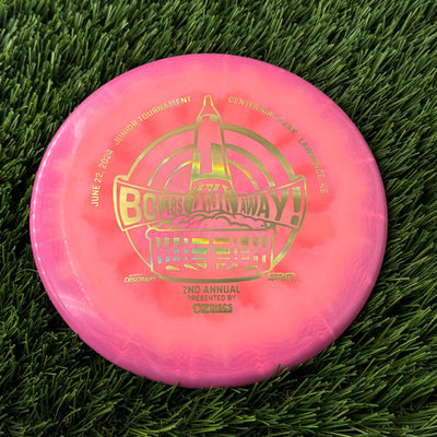 Discraft ESP Swirl Luna with Bombs Away Junior Tournament 2024 | Lawrence, KS | Presented by DZDiscs, Discraft, and GRIPeq w/ 2023 Discraft Tour Series Bottom Stamp Stamp - 172g Orangish Pink