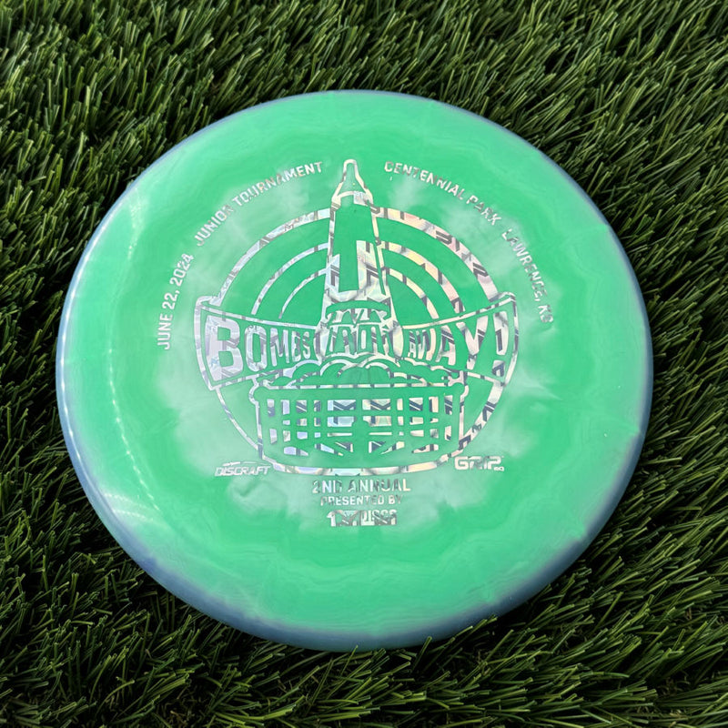 Discraft ESP Swirl Luna with Bombs Away Junior Tournament 2024 | Lawrence, KS | Presented by DZDiscs, Discraft, and GRIPeq w/ 2023 Discraft Tour Series Bottom Stamp Stamp - 172g Green