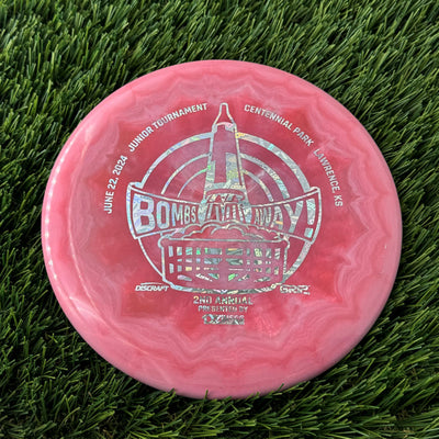 Discraft ESP Swirl Fierce with Bombs Away Junior Tournament 2024 | Lawrence, KS | Presented by DZDiscs, Discraft, and GRIPeq w/ 2023 Discraft Tour Series Bottom Stamp Stamp - 174g Off Pink