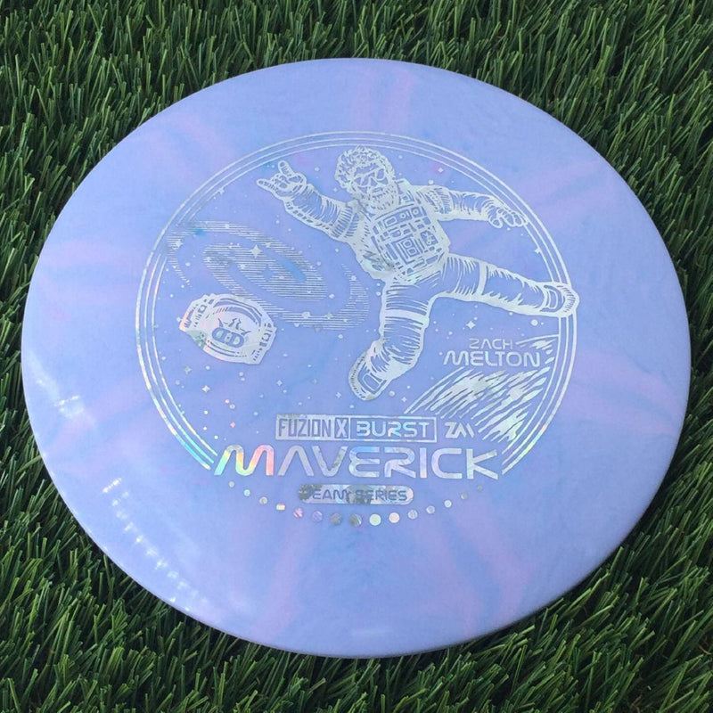 Dynamic Discs Fuzion-X Burst Maverick with Zach Melton Team Series 2024 - ZM in Space Stamp - 175g Blurple