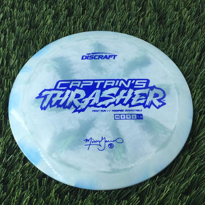 Discraft ESP Swirl Captain's Thrasher with First Run // Modified Overstable Missy Gannon Signature Stamp - 172g Bluish Green