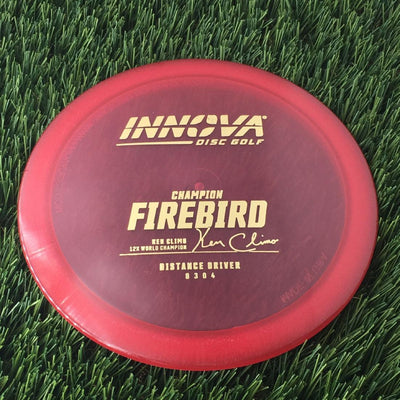 Innova Champion Firebird with Ken Climo 12X World Champion Signature Burst Logo Stock Stamp - 156g - Translucent Red