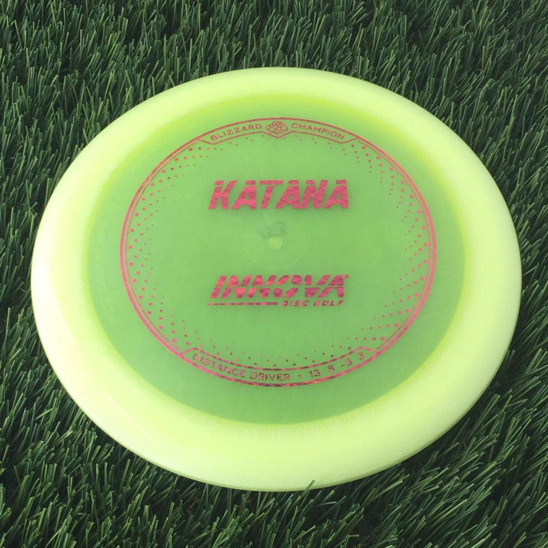 Innova Champion Blizzard Katana with Burst Logo Stock Stamp - 153g - Translucent Yellow