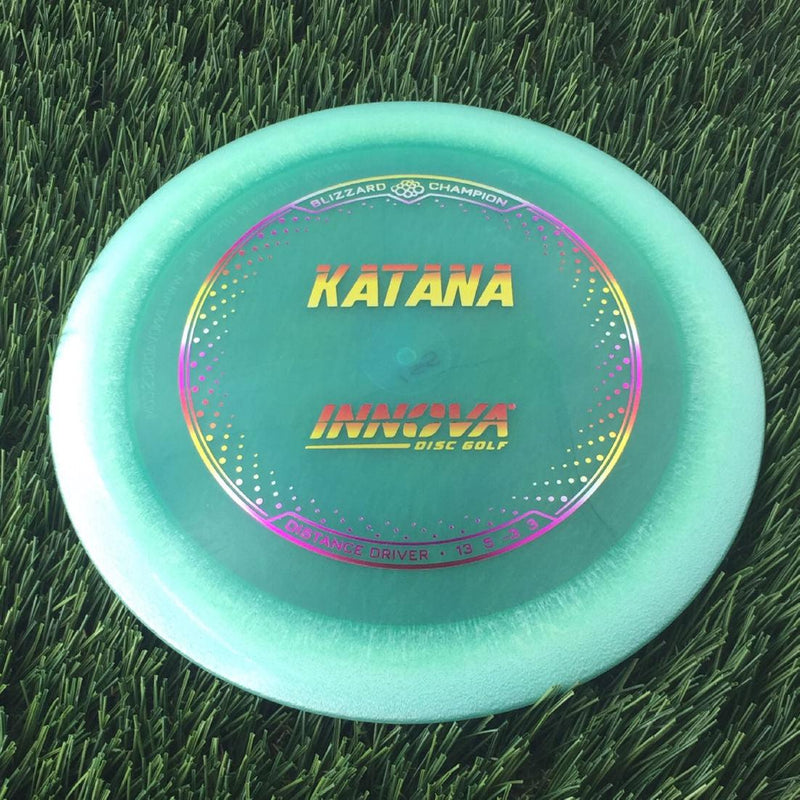 Innova Champion Blizzard Katana with Burst Logo Stock Stamp - 155g - Translucent Green