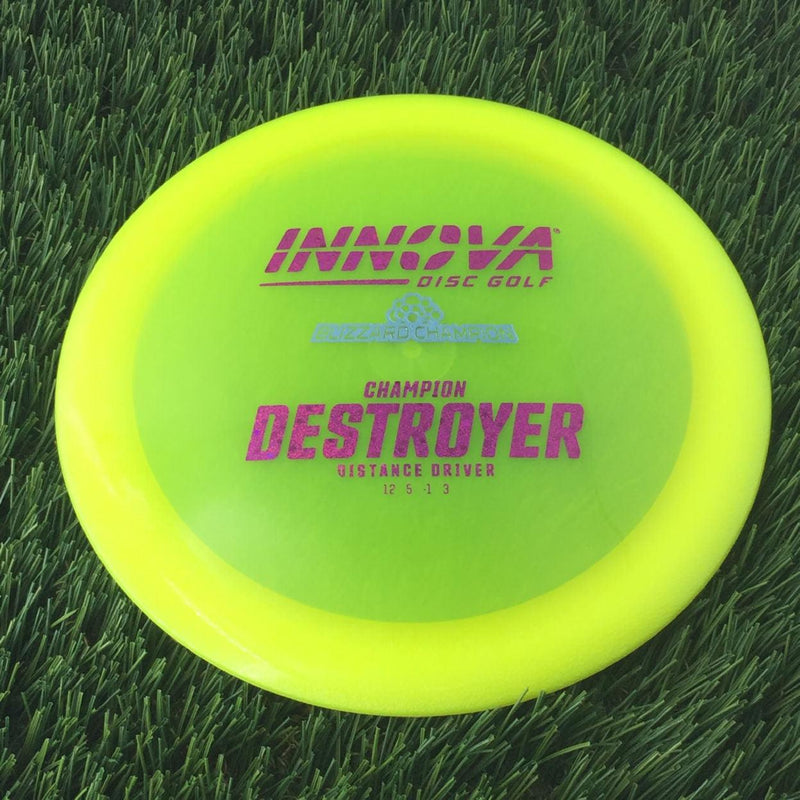 Innova Champion Blizzard Destroyer with 2 Foil Burst Logo Stock Stamp - 149g - Translucent Yellow