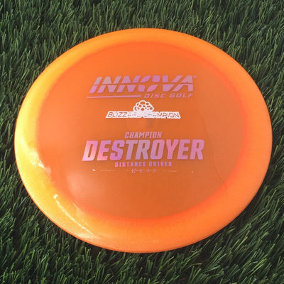 Innova Champion Blizzard Destroyer with 2 Foil Burst Logo Stock Stamp - 148g - Translucent Orange