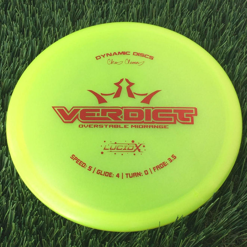 Dynamic Discs Lucid-X Glimmer Verdict with Chris Clemons Signature Team Series 2023 Stamp - 175g - Translucent Yellow