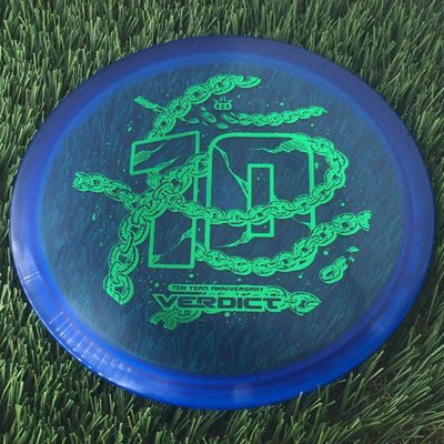 Dynamic Discs Lucid Ice Verdict with Ten Year Anniversary Edition Breaking Chains Stamp - 174g - Translucent Dark Blue