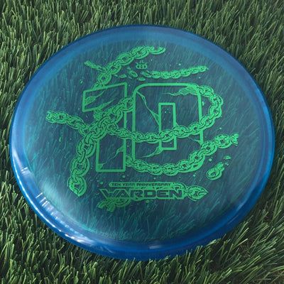 Dynamic Discs Lucid Ice Warden with Ten Year Anniversary Edition Breaking Chains Stamp - 175g - Translucent Blue