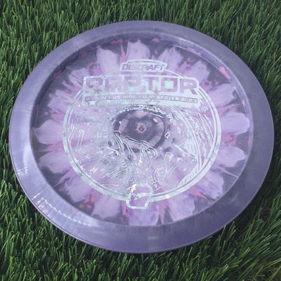 Discraft ESP Swirl Raptor with Aaron Gossage Tour Series 2023 Stamp - 174g Dark Purple