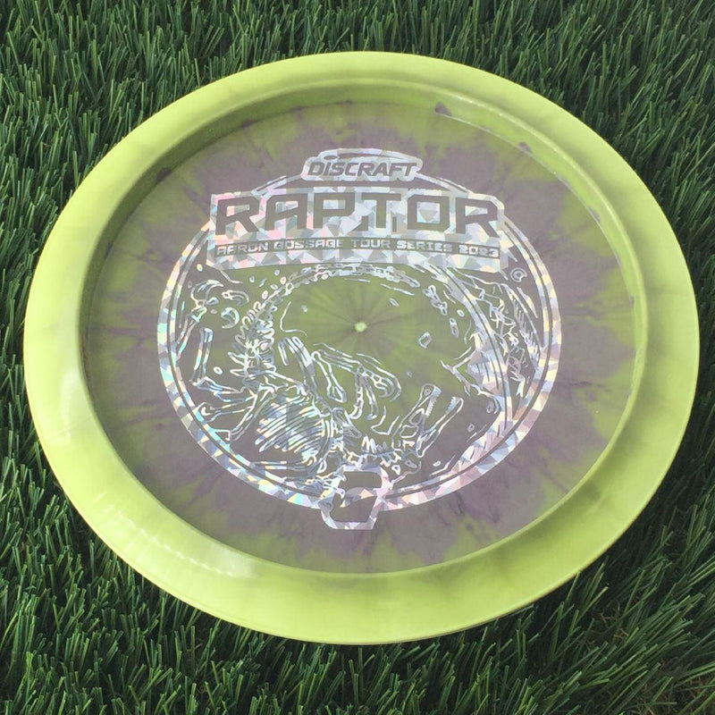 Discraft ESP Swirl Raptor with Aaron Gossage Tour Series 2023 Stamp - 174g Muted Green