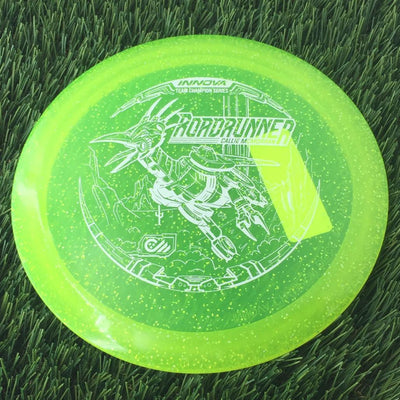 Innova Champion Metal Flake Roadrunner with Callie McMorran Team Champion Tour Series 2022 Stamp - 175g - Translucent Yellow