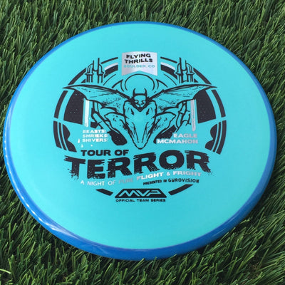 Axiom Fission Pyro with Flying Thrills in Bolder, CO presented by Gyrovision & Eagle McMahon - 2024 Halloween Tour of Terror Stamp - 176g Aqua Blue