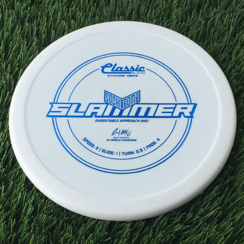 Dynamic Discs Classic Blend SockiBomb Slammer with Sockibomb Ricky Wysocki Signature 2x World Champion Stamp - 175g White