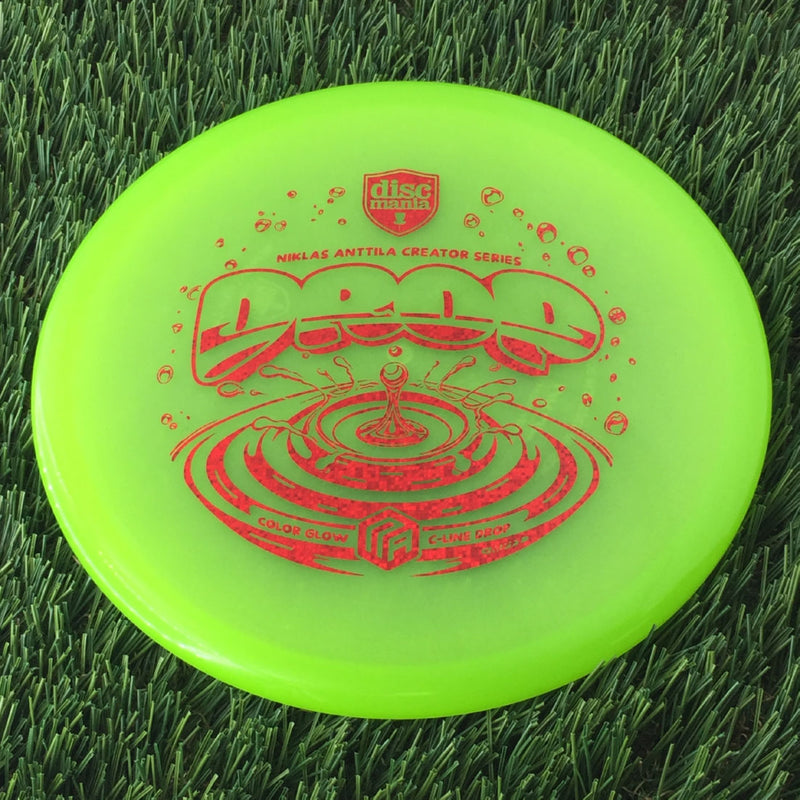 Discmania C-Line Color Glow Reinvented Drop with Niklas Anttila Creator Series - NA Logo - Water Drop Stamp - 175g - Translucent Lime Green