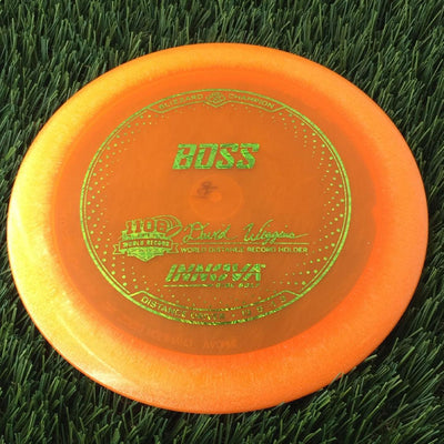 Innova Champion Blizzard Boss with 1108 Feet - David Wiggins - World Distance Record Holder Stamp - 156g - Translucent Orange