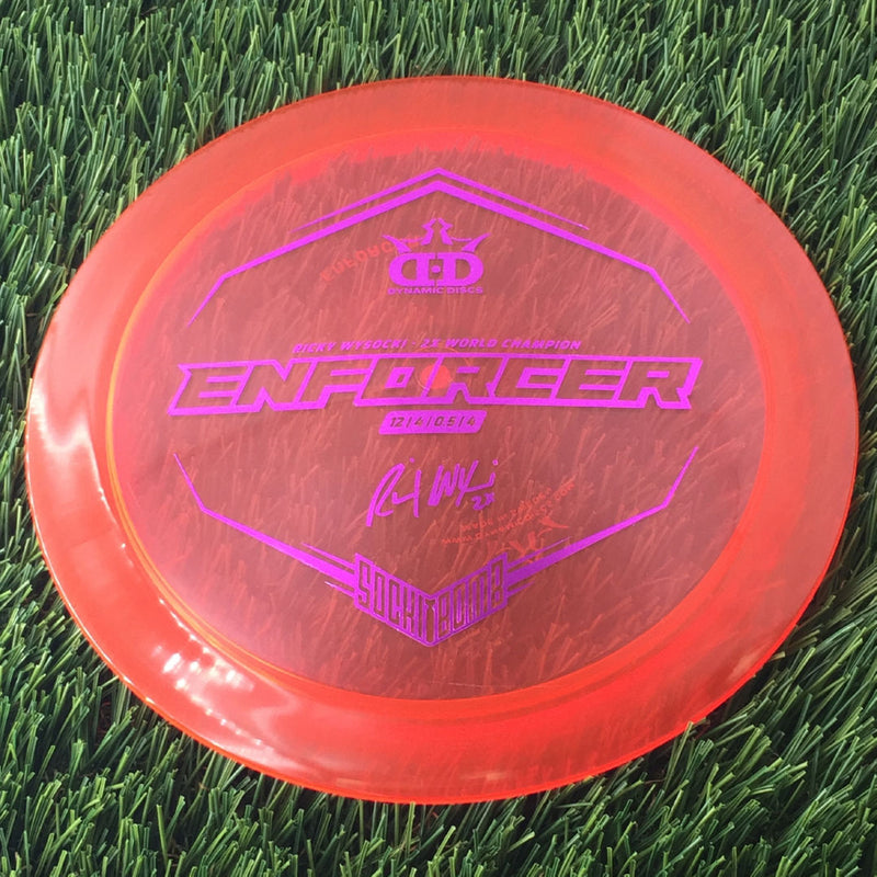 Dynamic Discs Lucid Enforcer with Ricky Wysocki - 2X World Champion - SockiBomb Stamp - 173g - Translucent Red