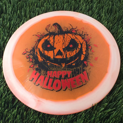 Latitude 64 Opto Ice Orbit Saint Pro with Happy Halloween Spooky Pumpkin - Triple Foil 2024 Stamp - 174g - Translucent Orange