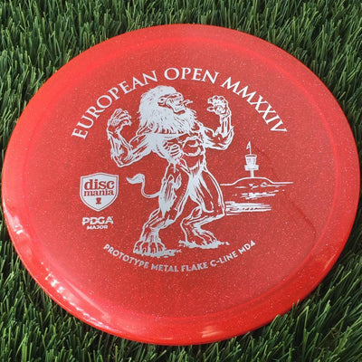 Discmania Italian C-Line Metal Flake MD4 with European Open MMXXIV | PDGA Major | EO2024 Fundraiser Prototype Stamp - 178g - Translucent Red