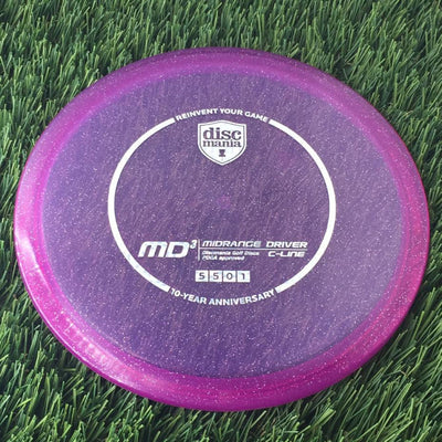 Discmania Italian C-Line Metal Flake MD3 Reinvented with 10 Year Anniversary Heirloom Design Stamp - 176g - Translucent Purple