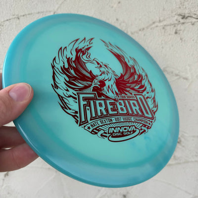 Enchères! Jan '24 - Innova Champion Glow Color Firebird avec tampon Nate Sexton 2018 Tour Series - 175 g - Vert translucide