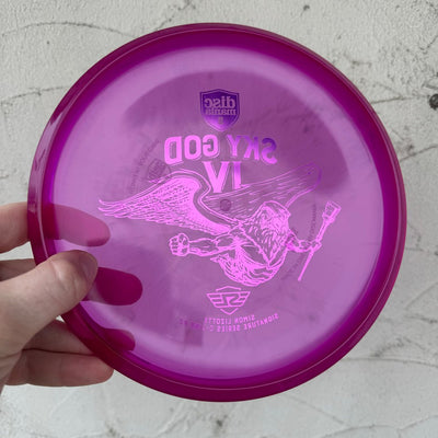 Auction! Jan '24 - Discmania Italian C-Line P2 New Original with Sky God IV - Simon Lizotte Signature Series Stamp - 174g - Translucent Purple