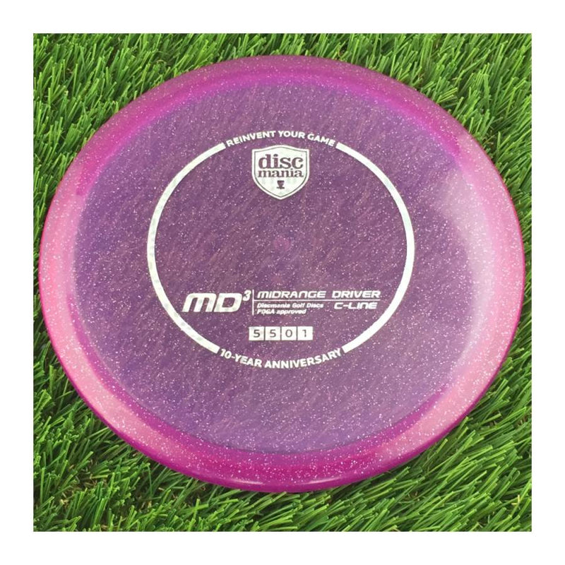 Discmania Italian C-Line Metal Flake MD3 Reinvented with 10 Year Anniversary Heirloom Design Stamp - 175g - Translucent Purple