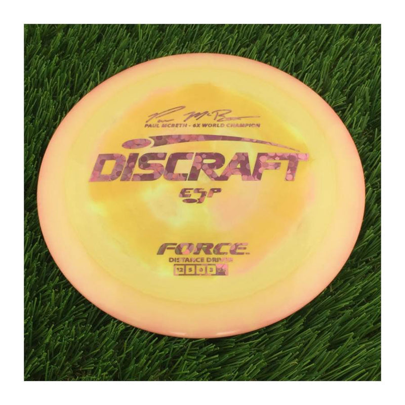 Discraft ESP Force with Paul McBeth - 6x World Champion Signature Stamp - 172g - Solid Orangish Yellow