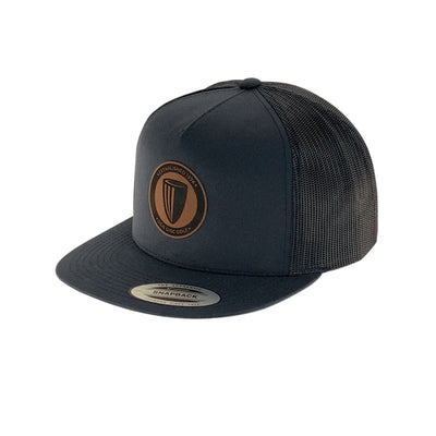 Leather Patch Flat Bill Meshback Snapback Hat