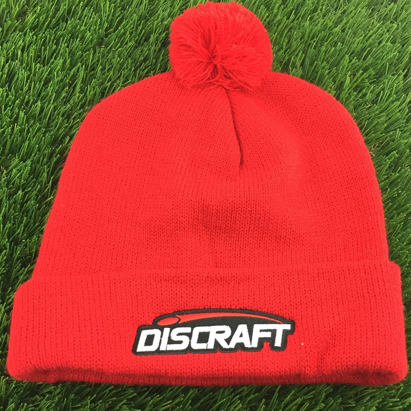 Embroidered Logo Cuff Pom Beanie